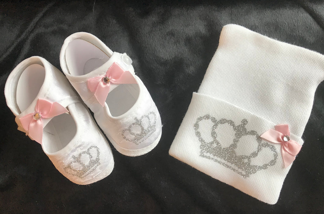 Crown Booties and Hospital Hat Set